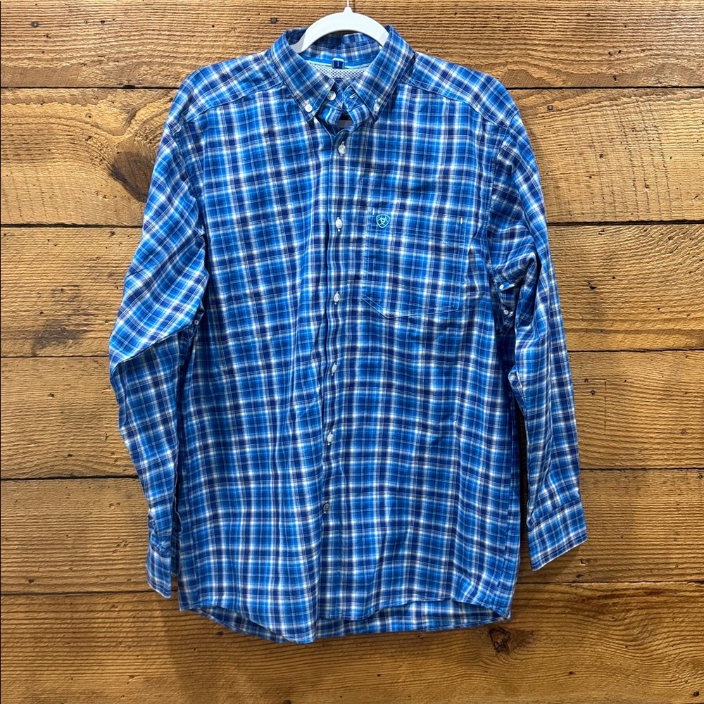 Ariat Pro Series Blue Plaid Long Sleeve Button Up